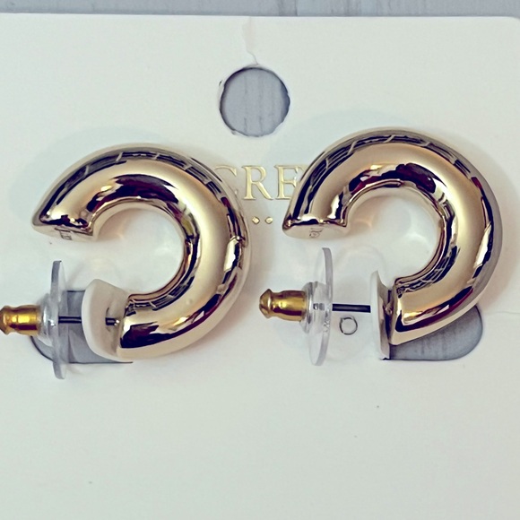 J Crew Factory Chunky Hoop Gold Tone Earrings NWT Hypoallergenic Ear Posts - Picture 3 of 6